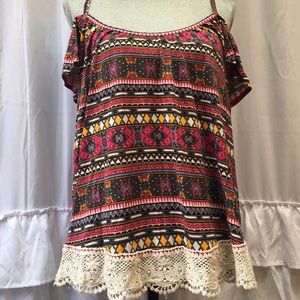 LA Hearts open shoulder top